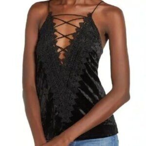 WAYF Women's Velvet Lace Up Tank Top